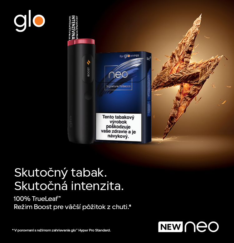 Bannerový obrázok: neo™ Signature Tobacco. Skutočný tabak, skutočná intenzita. 100% TrueLeaf™, režim Boost pre väčší pôžitok z chuti.